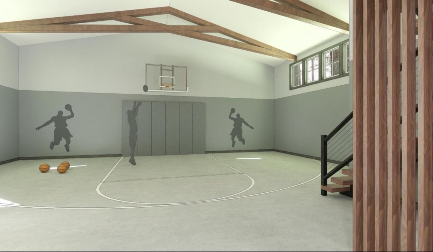 an indoor basketball court