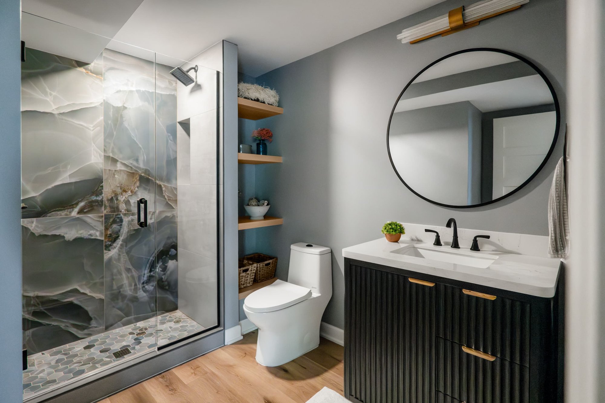 bathroom inside a basement